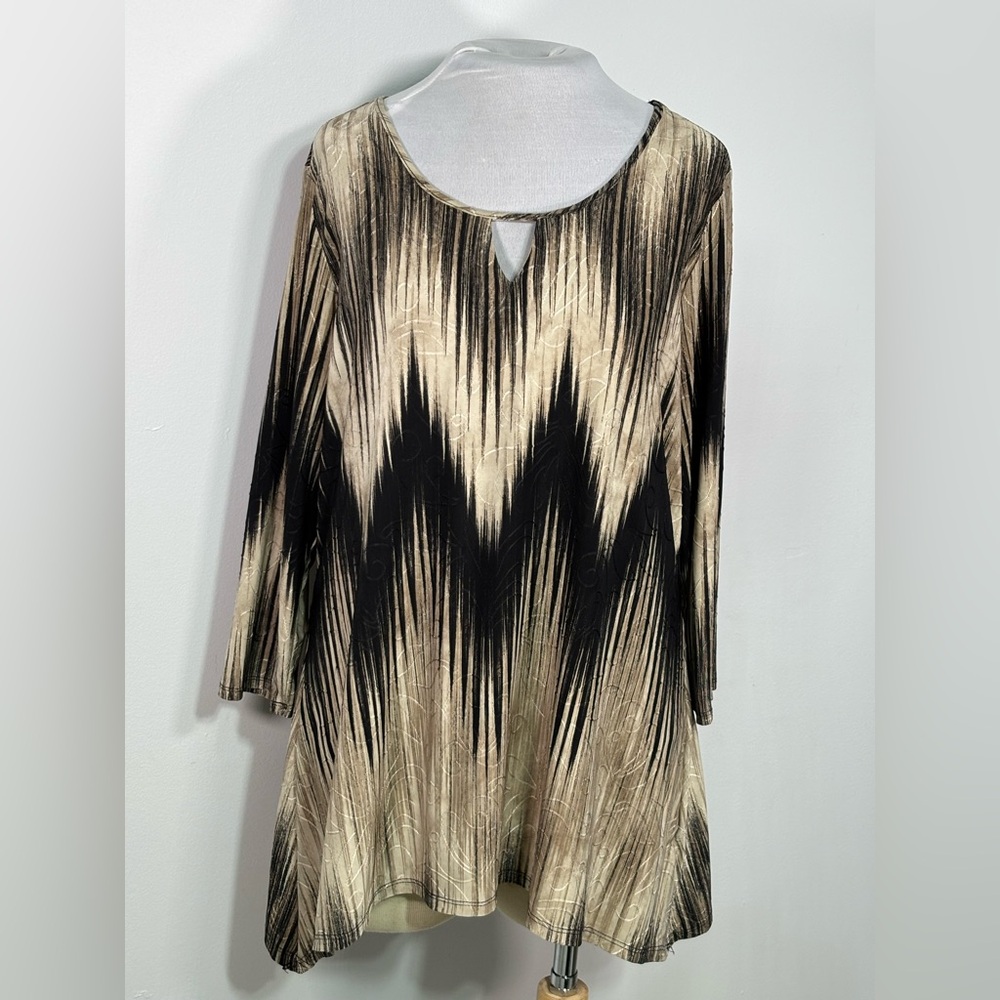 Notations Women's Multicolored Tunic Career Blouse Size Large 3/4 Sleeves